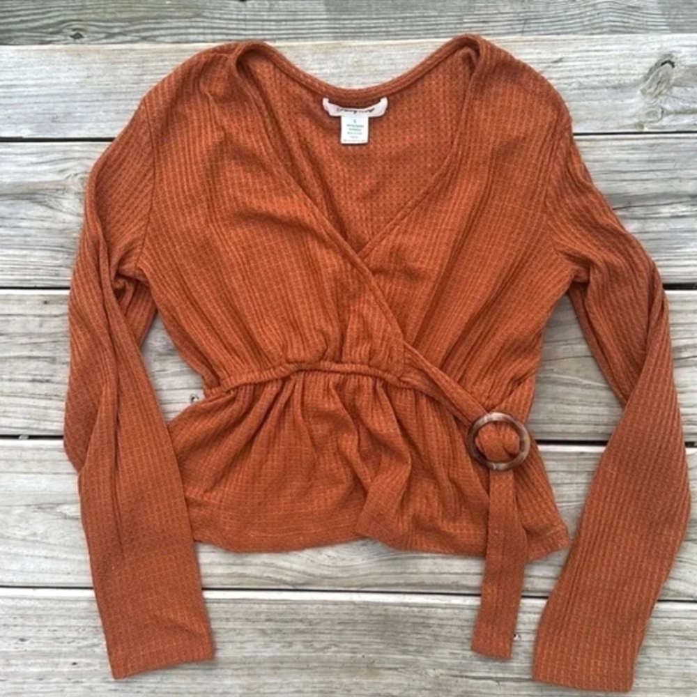 Boutique Buckle Front Sweater Blouse